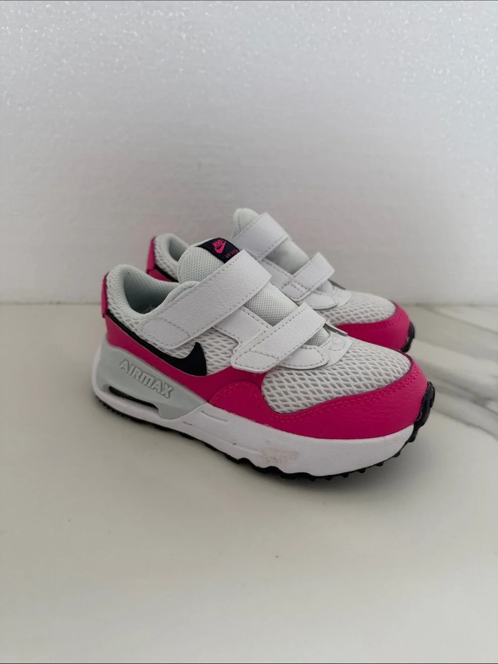 Nike Kids Air Max White & Hot Pink Velcro Sneakers